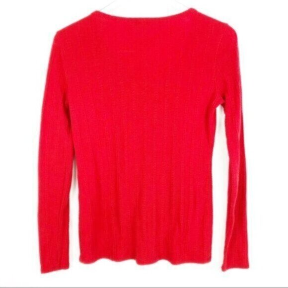J. Crew | Women's Red Thermal V-Neck Button Up Long Sleeve Top Size Small - Picture 6 of 7